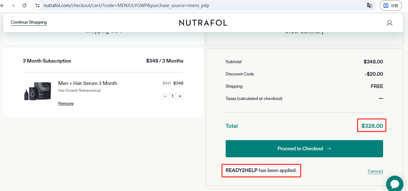 Nutrafol MEN + HAIR SERUM 3-Months Checkout