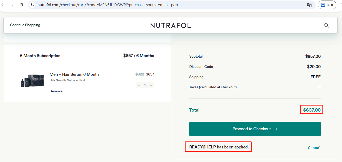 Nutrafol MEN + HAIR SERUM 6-Months Checkout