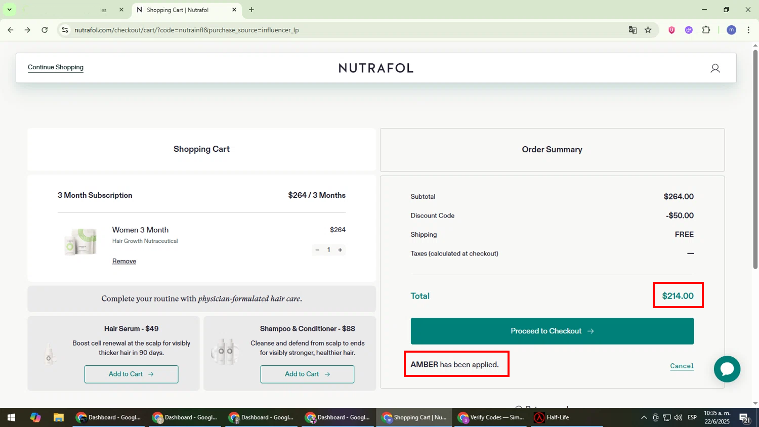 Nutrafol Women 3-month subscription with AMBER partner code